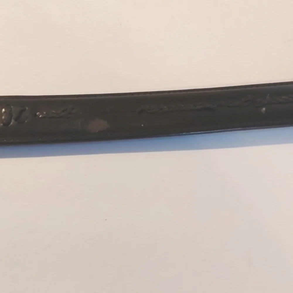 Men's Black Leather Belt Silver Buckle And Tip Neutral Sz. XL